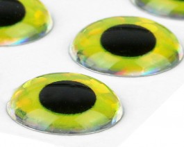 3D Epoxy Eyes, Holographic Yellow, 8 mm